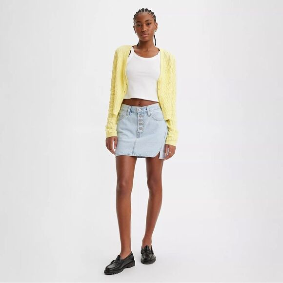 Levi’s NWT Twisted Icon Mini Demin Skirt in Mister Twister Blue Size 29 - Picture 3 of 9